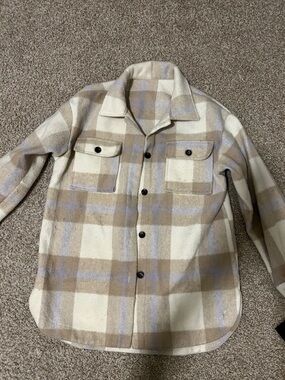 Neutral Plaid Button-Up Shacket